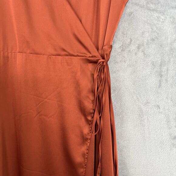 Elegant Rust Wrap Dress - Picture 4 of 16